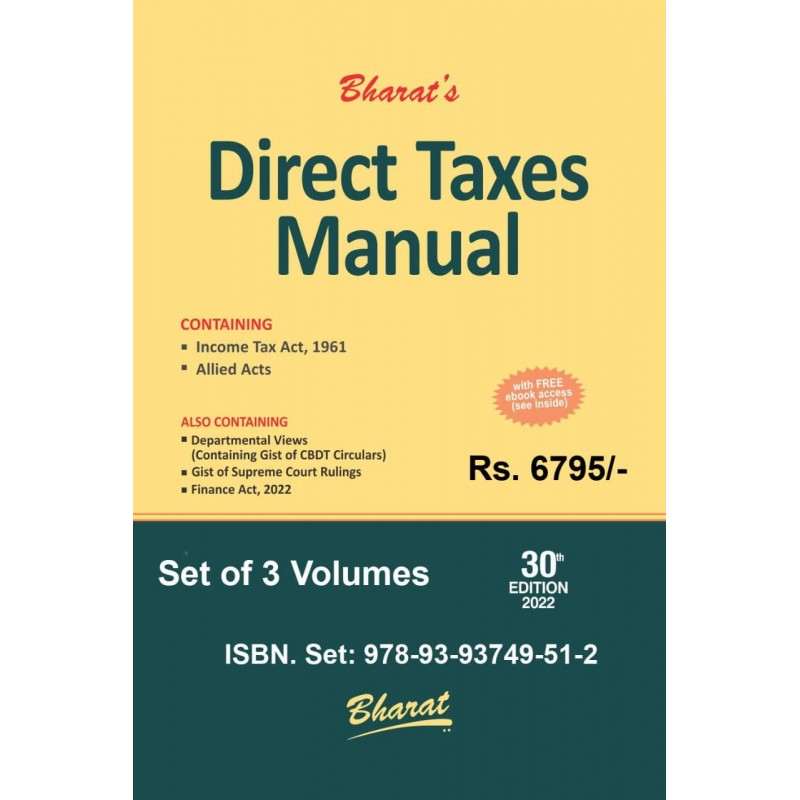Bharat s Direct Taxes Manual 2022 3 HB Volumes 